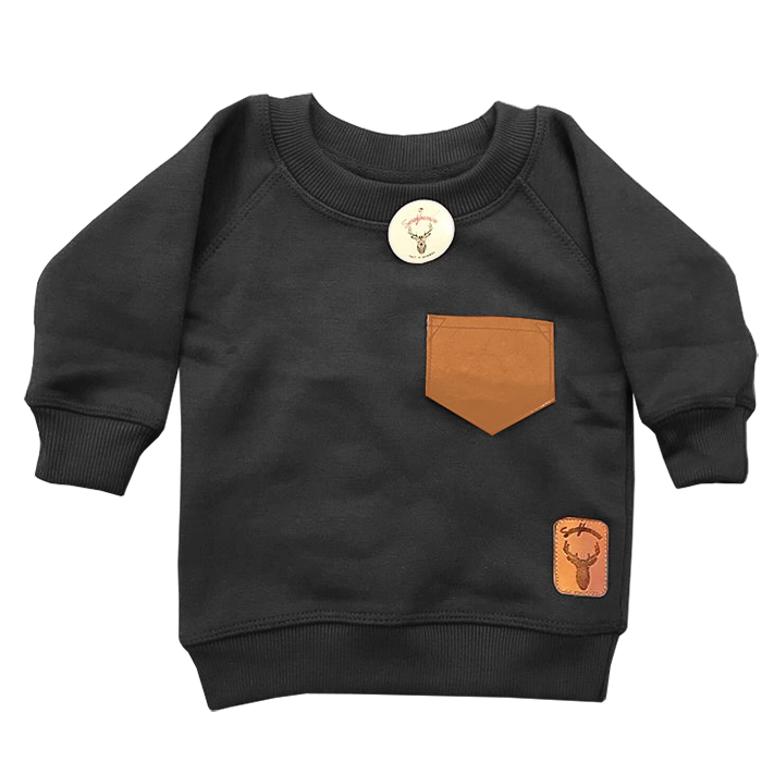 Crewneck Bébé : poche en cuir