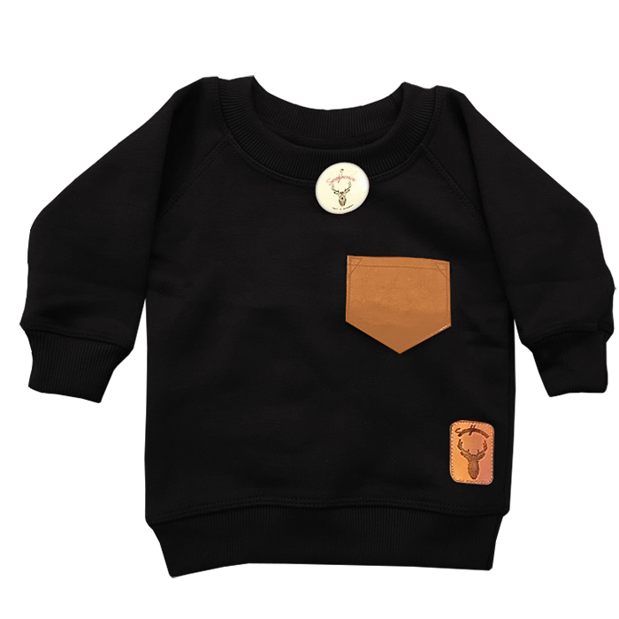 Crewneck Bébé : poche en cuir