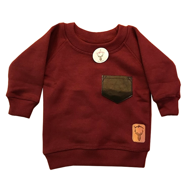 Crewneck Bébé : poche en cuir